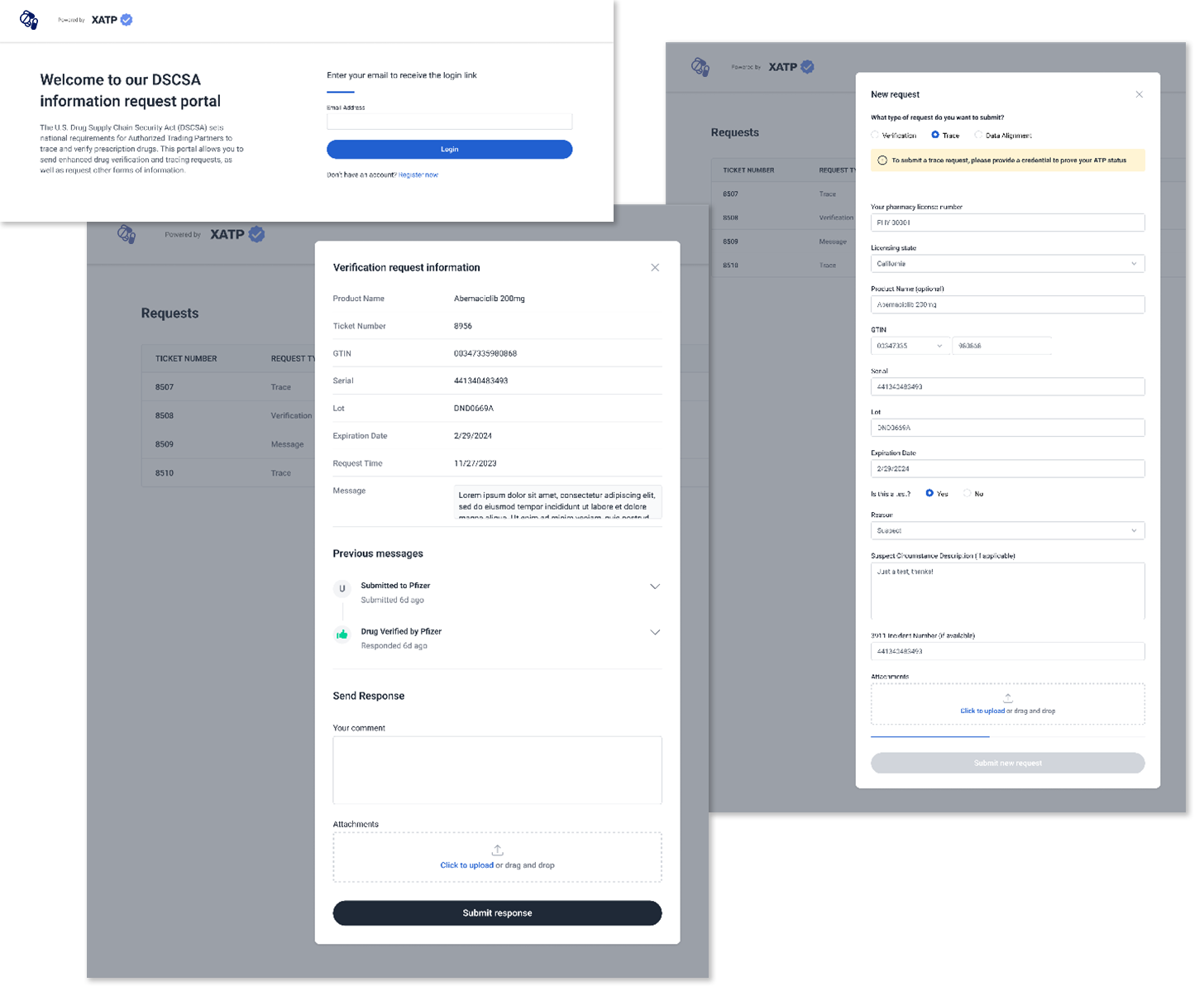XATP Magic Portal request and response workflows for DSCSA trading partners
